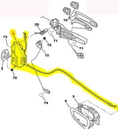 Mecanism încuietoare ușă Stânga Spate Original Peugeot 307 9137A0